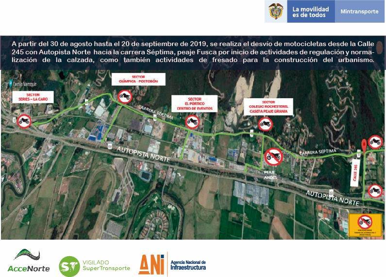 desvío autopista norte motos